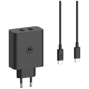 Charger wall Motorola TurboPower 125W Dual 2x USB-C with cable USB-C 1m juodos spalvos - Image 2