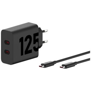 Charger wall Motorola TurboPower 125W Dual 2x USB-C with cable USB-C 1m juodos spalvos - Image 5