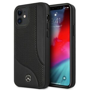 Mercedes MEHCP12SCDOBK Apple iPhone 12 mini 5,4" juodos spalvos kietas dėklas Leather Perforated Area - Image 1