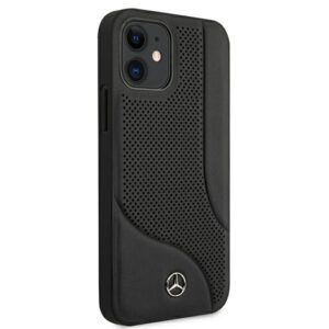 Mercedes MEHCP12SCDOBK Apple iPhone 12 mini 5,4" juodos spalvos kietas dėklas Leather Perforated Area - Image 4