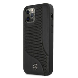 Mercedes MEHCP12LCDOBK Apple iPhone 12 Pro Max 6,7" juodos spalvos kietas dėklas Leather Perforated Area - Image 2