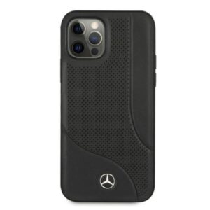 Mercedes MEHCP12LCDOBK Apple iPhone 12 Pro Max 6,7" juodos spalvos kietas dėklas Leather Perforated Area - Image 3