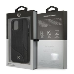 Mercedes MEHCP12LCDOBK Apple iPhone 12 Pro Max 6,7" juodos spalvos kietas dėklas Leather Perforated Area - Image 8