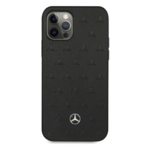Mercedes MEHCP12LPSQBK Apple iPhone 12 Pro Max 6,7" juodos spalvos kietas dėklas Leather Stars Pattern - Image 3