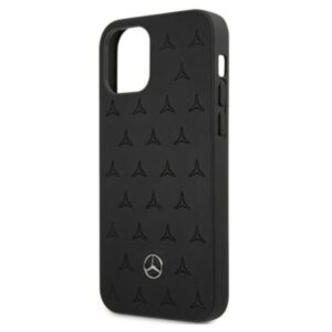Mercedes MEHCP12LPSQBK Apple iPhone 12 Pro Max 6,7" juodos spalvos kietas dėklas Leather Stars Pattern - Image 6