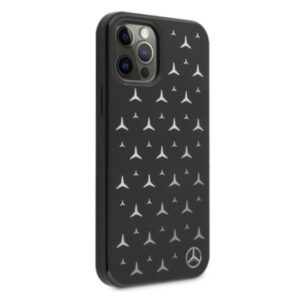 Mercedes MEHCP12LESPBK Apple iPhone 12 Pro Max 6,7" juodos spalvos kietas dėklas Silver Stars Pattern - Image 4