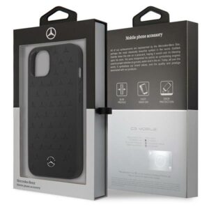 Mercedes MEHCP13SPSQBK Apple iPhone 13 mini 5,4" juodos spalvos kietas dėklas Leather Stars Pattern - Image 8