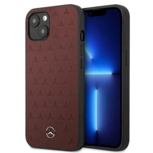 Mercedes MEHCP13SPSQRE Apple iPhone 13 mini 5,4" red kietas dėklas Leather Stars Pattern - Image 1