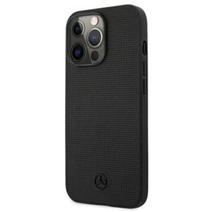 Mercedes MEHCP13LMBLBK Apple iPhone 13 Pro /13 6,1" juodos spalvos kietas dėklas Leather Meshed Metal Logo - Image 2