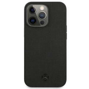 Mercedes MEHCP13LMBLBK Apple iPhone 13 Pro /13 6,1" juodos spalvos kietas dėklas Leather Meshed Metal Logo - Image 3