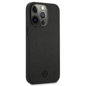 Mercedes MEHCP13LMBLBK Apple iPhone 13 Pro /13 6,1" juodos spalvos kietas dėklas Leather Meshed Metal Logo - Image 4