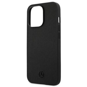 Mercedes MEHCP13LMBLBK Apple iPhone 13 Pro /13 6,1" juodos spalvos kietas dėklas Leather Meshed Metal Logo - Image 6