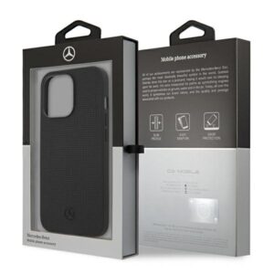 Mercedes MEHCP13LMBLBK Apple iPhone 13 Pro /13 6,1" juodos spalvos kietas dėklas Leather Meshed Metal Logo - Image 8