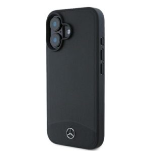 Mercedes MEHMP16S23RBARK Apple iPhone 16 6.1" czarny/juodos spalvos kietas dėklas Textured And Plain Leather MagSafe - Image 2