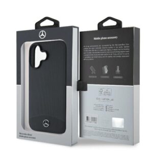 Mercedes MEHMP16S23RBARK Apple iPhone 16 6.1" czarny/juodos spalvos kietas dėklas Textured And Plain Leather MagSafe - Image 8