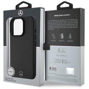Mercedes MEHMP16X23RBARK Apple iPhone 16 Pro Max 6.9" juodos spalvos kietas dėklas Textured And Plain Leather MagS - Image 8