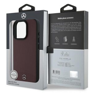 Mercedes MEHMP16X23RBARR Apple iPhone16 Pro Max 6.9" czerwony/red kietas dėklas Textured And Plain Leather MagS - Image 8