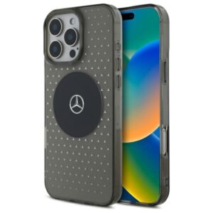 Mercedes MEHMP16L23HCPK Apple iPhone 16 Pro 6.3" juodos spalvos kietas dėklas MB Dėklas Star Pattern MagSafe - Image 1