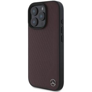 Mercedes MEHMP16L23RBGVR Apple iPhone 16 Pro 6.3" red kietas dėklas MB Wood Imitation Leather MagSafe - Image 2