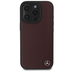 Mercedes MEHMP16L23RBGVR Apple iPhone 16 Pro 6.3" red kietas dėklas MB Wood Imitation Leather MagSafe - Image 3