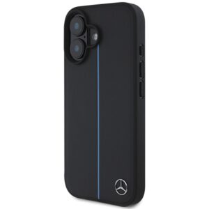 Mercedes MEHMP16S23RURBK Apple iPhone 16 6.1" juodos spalvos kietas dėklas MB Blue Line Leather MagSafe - Image 2