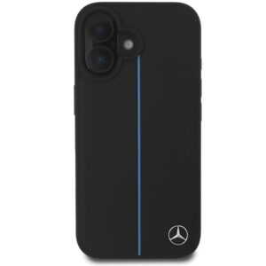 Mercedes MEHMP16S23RURBK Apple iPhone 16 6.1" juodos spalvos kietas dėklas MB Blue Line Leather MagSafe - Image 3