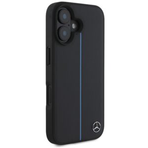 Mercedes MEHMP16S23RURBK Apple iPhone 16 6.1" juodos spalvos kietas dėklas MB Blue Line Leather MagSafe - Image 4
