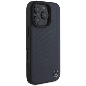 Mercedes MEHMP16X23RBGVV Apple iPhone16 Pro Max 6.9" navy kietas dėklas MB Wood Imitation Leather MagSafe - Image 4