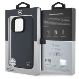 Mercedes MEHMP16X23RBGVV Apple iPhone16 Pro Max 6.9" navy kietas dėklas MB Wood Imitation Leather MagSafe - Image 8