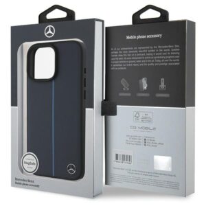 Mercedes MEHMP16X23RURBV Apple iPhone 16 Pro Max 6.9" navy kietas dėklas MB Blue Line Leather MagSafe - Image 8