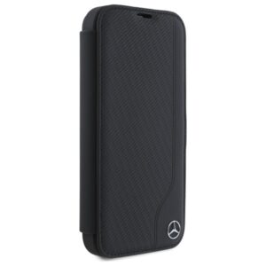 Mercedes MEBKP16S23RBGVK Apple iPhone 16 6.1" juodos spalvos bookdėklas Leather Wood Imitation - Image 4
