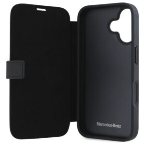 Mercedes MEBKP16S23RBGVK Apple iPhone 16 6.1" juodos spalvos bookdėklas Leather Wood Imitation - Image 7