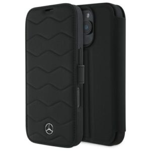 Mercedes MEBKP16X23RWRSK Apple iPhone 16 Pro Max 6.9" juodos spalvos bookdėklas MB Waves Leather - Image 1