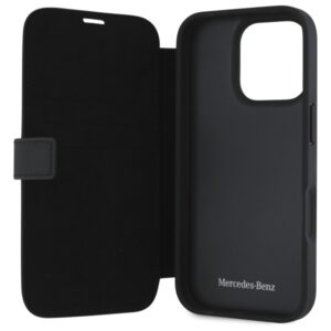 Mercedes MEBKP16X23RWRSK Apple iPhone 16 Pro Max 6.9" juodos spalvos bookdėklas MB Waves Leather - Image 7