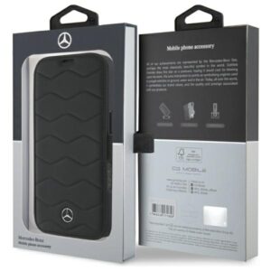 Mercedes MEBKP16X23RWRSK Apple iPhone 16 Pro Max 6.9" juodos spalvos bookdėklas MB Waves Leather - Image 8