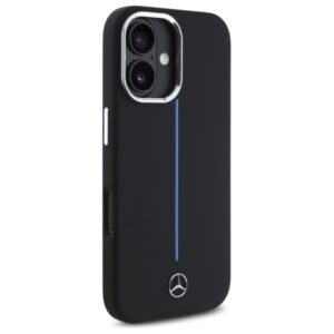 Mercedes MEHMP16S23SUMBK Apple iPhone 16 6.1" juodos spalvos kietas dėklas Silicone Blue Stripe MagSafe - Image 4