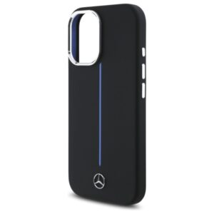 Mercedes MEHMP16S23SUMBK Apple iPhone 16 6.1" juodos spalvos kietas dėklas Silicone Blue Stripe MagSafe - Image 6