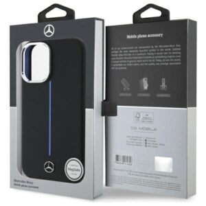 Mercedes MEHMP16S23SUMBK Apple iPhone 16 6.1" juodos spalvos kietas dėklas Silicone Blue Stripe MagSafe - Image 8