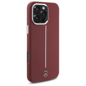 Mercedes MEHMP16X23SUMSR Apple iPhone 16 Pro Max 6.9" red kietas dėklas Silicone baltos spalvos Stripe MagSafe - Image 4