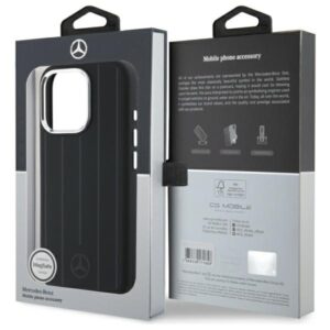 Mercedes MEHMP16X23SUVSK Apple iPhone 16 Pro Max 6.9" juodos spalvos kietas dėklas Silicone Vertical Tonal Stripes - Image 8