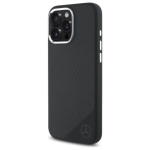 Mercedes MEHMP16L23SUGDK Apple iPhone 16 Pro 6.3" juodos spalvos kietas dėklas Silicone Tonal Logo Wood Pattern MagSafe - Image 2
