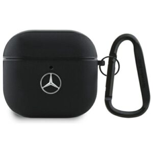 Mercedes MEA4CSLBK AirPods 4 dėklas juodos spalvos Leather Metal Logo - Image 1