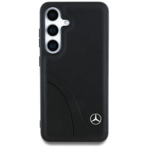 Mercedes Leather Curved Stitches Dėklas Samsung Galaxy S25 juodos spalvos - Image 3