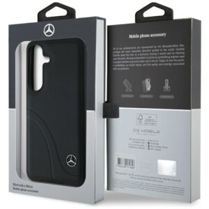Mercedes Leather Curved Stitches Dėklas Samsung Galaxy S25 juodos spalvos - Image 8
