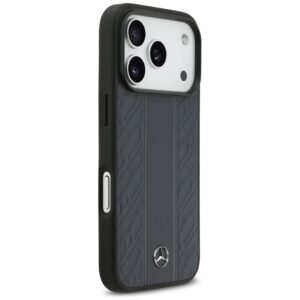 Dėklas Mercedes Leather Laurel Leaves Stripes MagSafe Apple iPhone 17 Pro blue - Image 4
