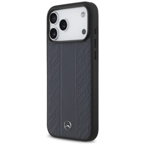 Dėklas Mercedes Leather Laurel Leaves Stripes MagSafe Apple iPhone 17 Pro Max blue - Image 2
