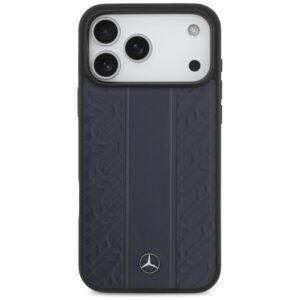 Dėklas Mercedes Leather Laurel Leaves Stripes MagSafe Apple iPhone 17 Pro Max blue - Image 3
