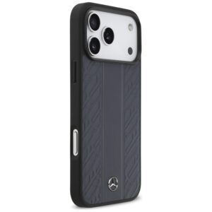 Dėklas Mercedes Leather Laurel Leaves Stripes MagSafe Apple iPhone 17 Pro Max blue - Image 4
