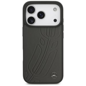 Dėklas Mercedes Leather Large Laurel Leave MagSafe Apple iPhone 17 Pro antracyt - Image 3