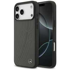 Dėklas Mercedes Leather Large Laurel Leave MagSafe Apple iPhone 17 Pro Max antracyt